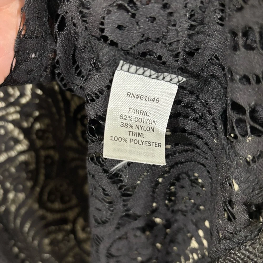 Vanity Y2K Black Lace Cover-Up Kimono with Fringe Size L
